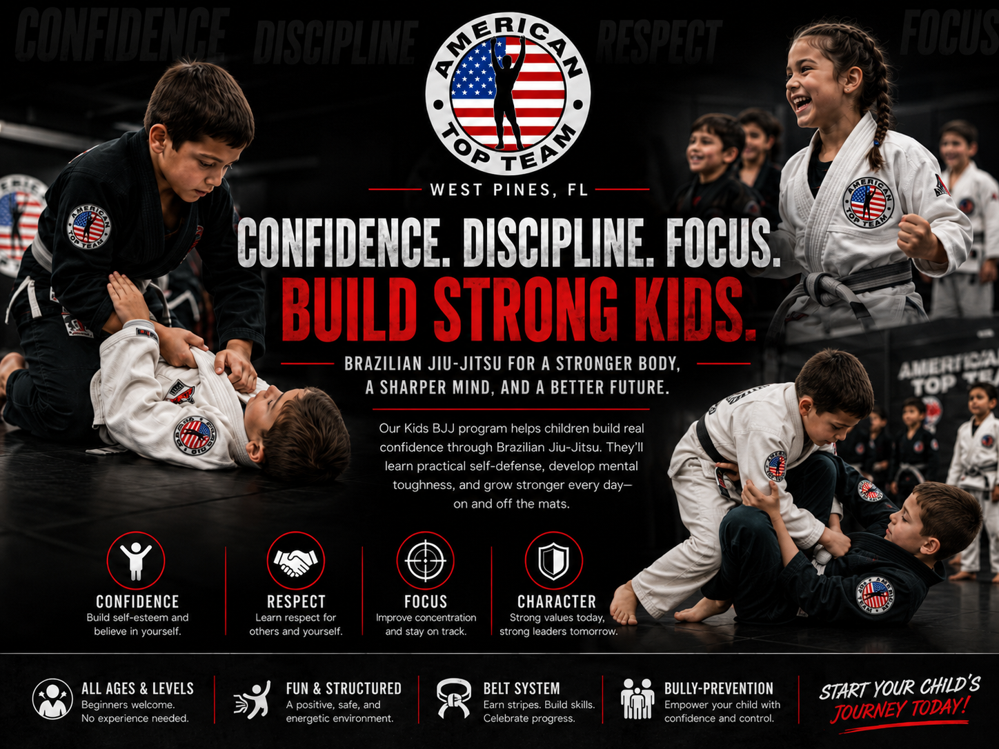 Kids Brazilian Jiu-Jitsu class at ATT West Pines